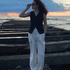 Suede Vest button up western style  black SZ L MarshLanding 100% leather NWT